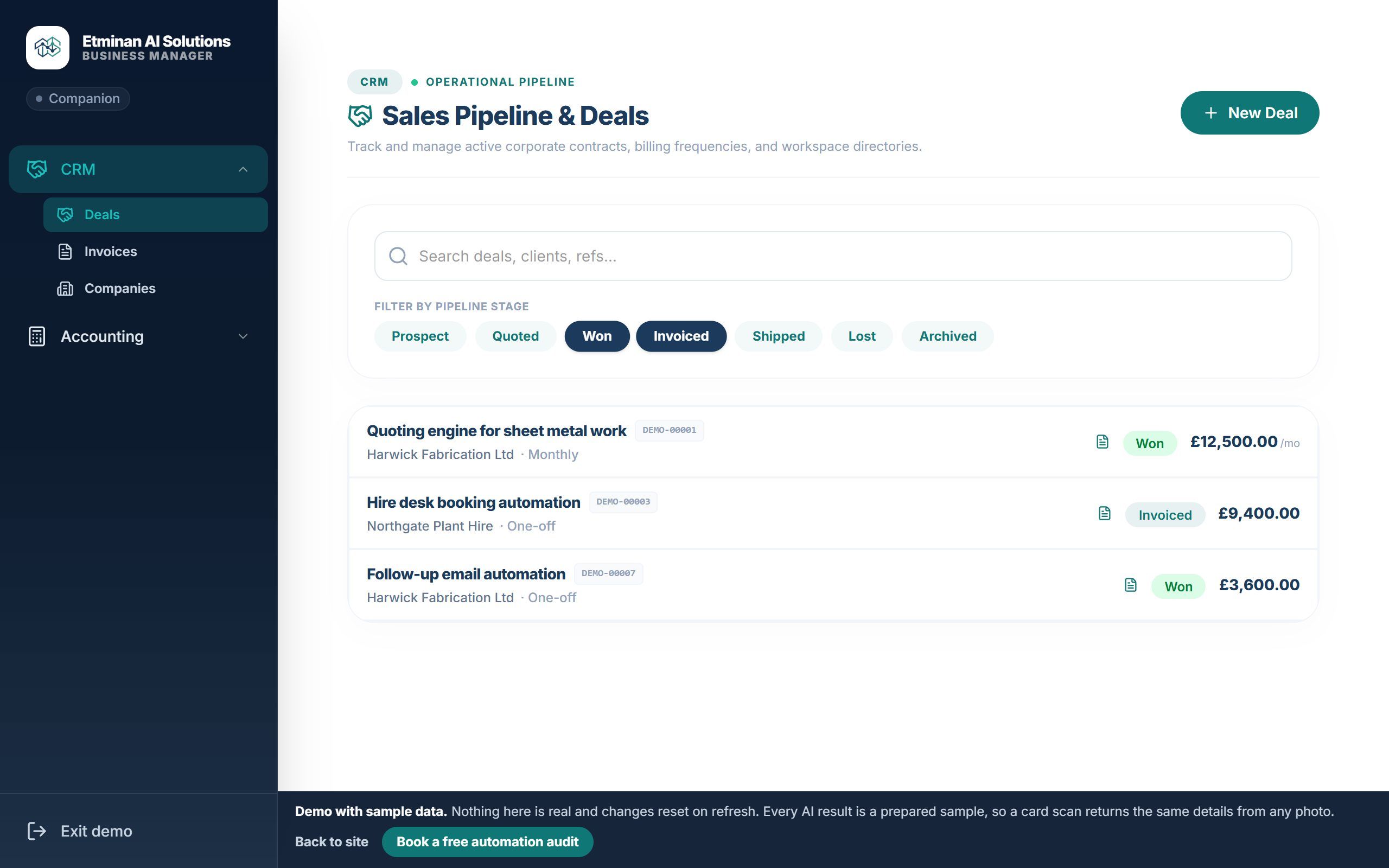 Etminan AI Solutions platform website