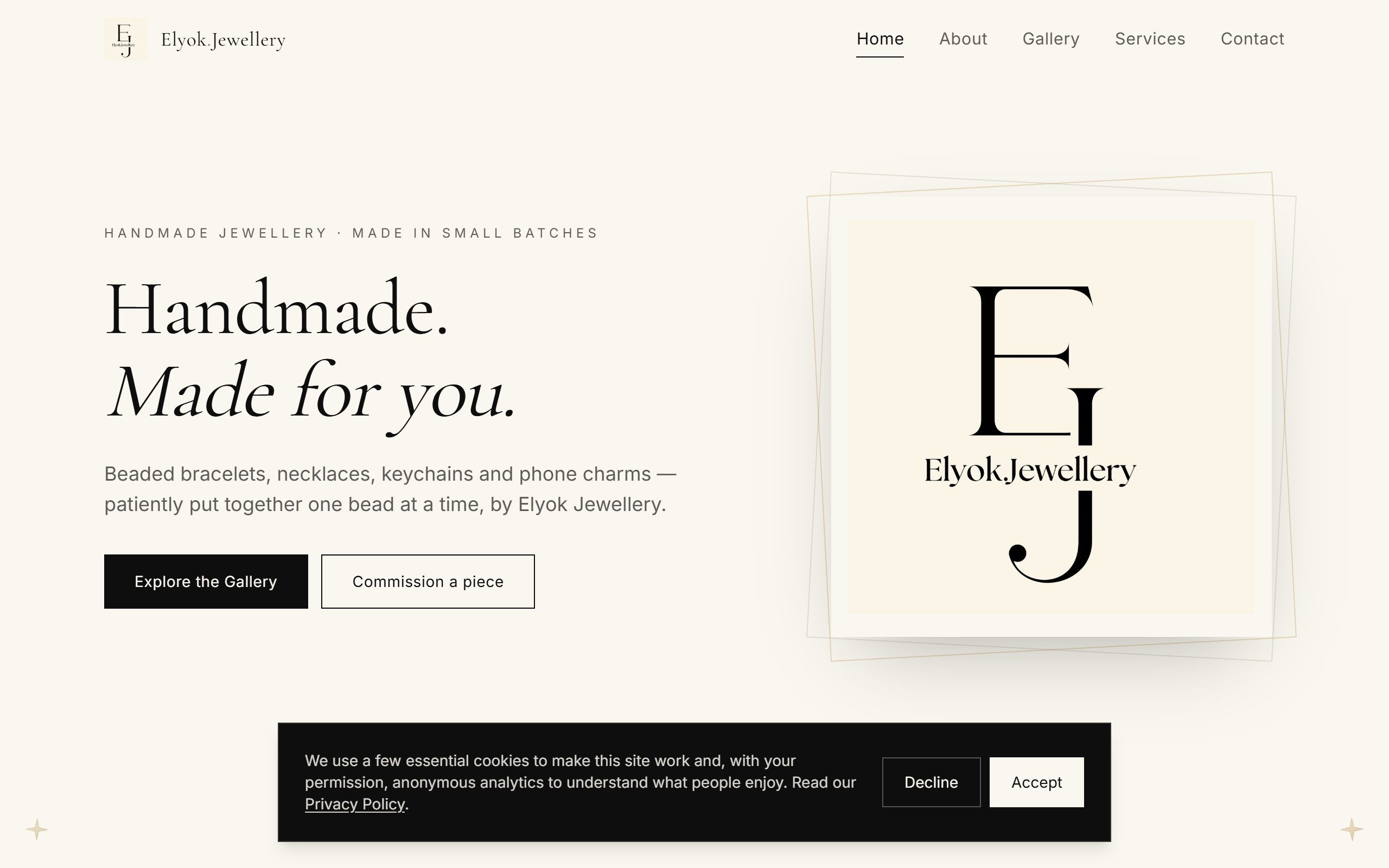 Elyok Jewellery website